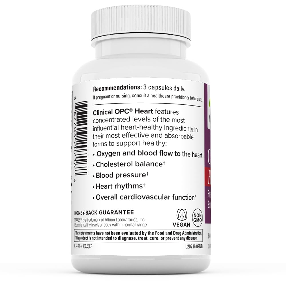 Terry Naturally Clinical OPC Heart - Heart Health Supplement with Magnesium, Vitamin B6, Grape Seed Extract - Dietary Supplement for Artery Health & Circulation - 60 Capsules