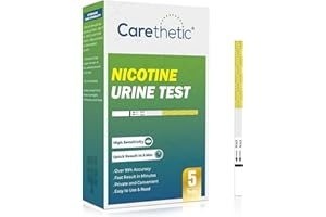 Carethetic Nicotine Testing kit at Home - Highly Sensitive Nicotine Cotinine Tobacco Urine Test Strips Detection at 200 ng/ml - Accurate Rapid Nicotine Urine Test Kit [5 Pack]
