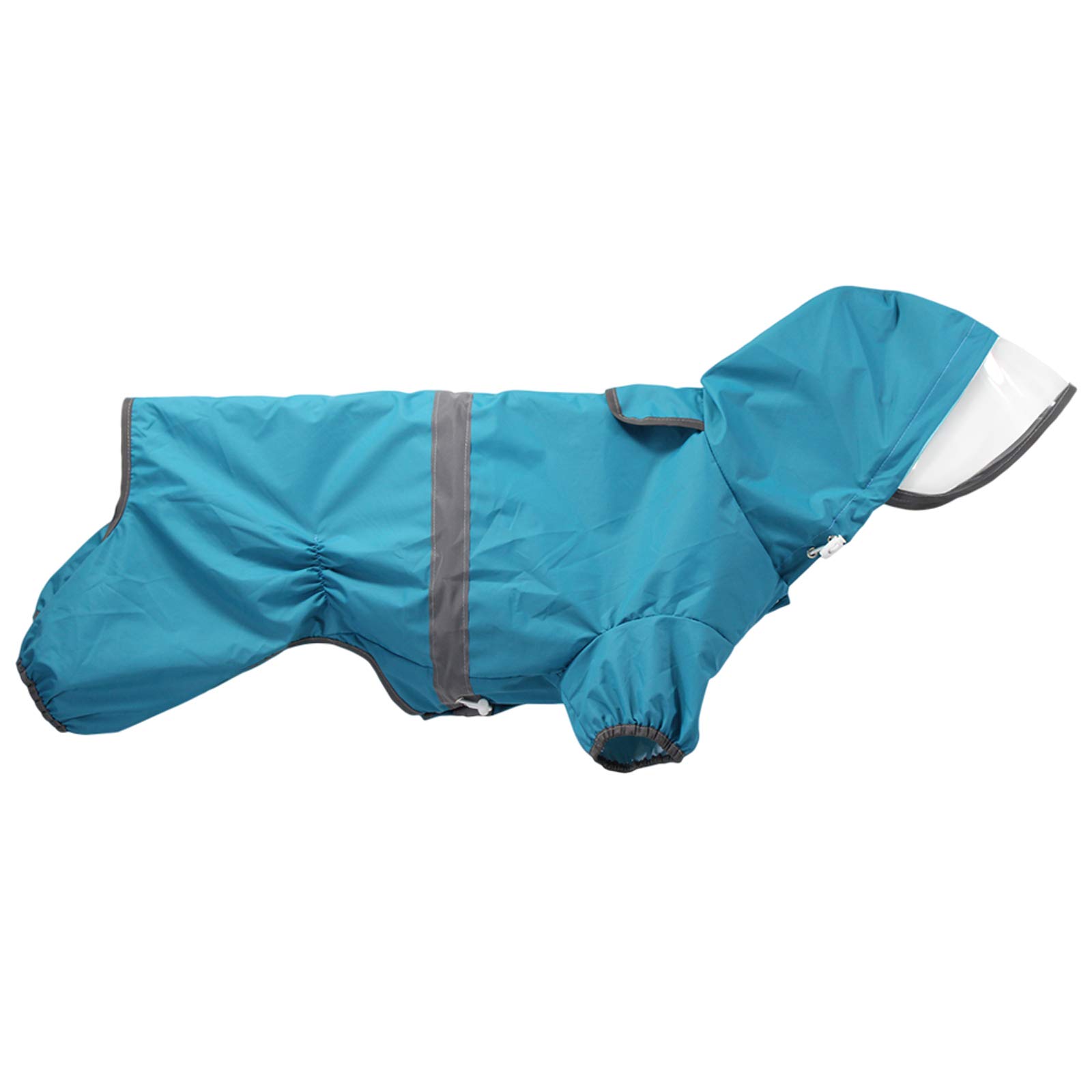 Dog Raincoat Waterproof Jacket with Hood & Collar Hole Transparent Brim,Ultra-Light Breathable Reflective Jumpsuit for Short-legged Dogs Corgi Dachshund