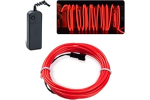 lychee 15ft EL Wire Neon Glowing Strobing Electroluminescent Light El Wire for Parties, Halloween Decoration (Red)