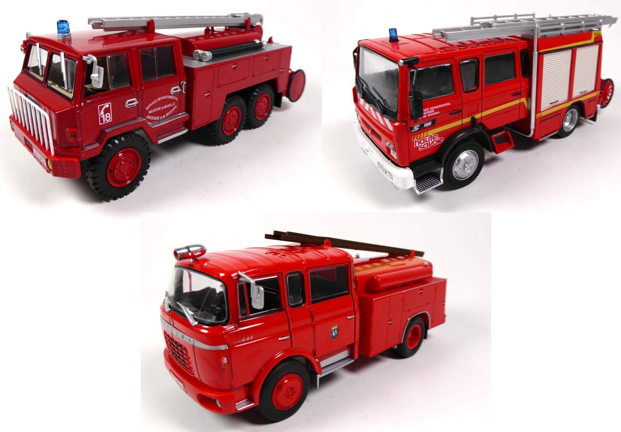 OPO 10 - Lot of 3 fire trucks 1/43 compatible with Renault VI S180 + BERLIET GAK + FF 6x6 (P2 + P8 + P11)