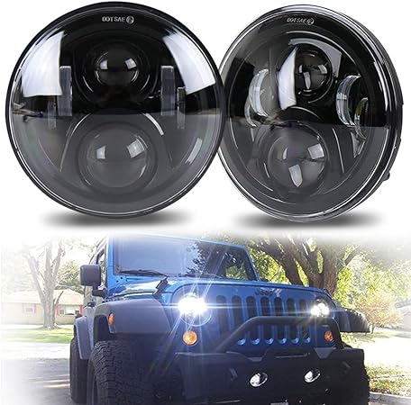 Amazon Ledmircy 7インチ Ledヘッドライト 車検対応 ハーレー ダビッドソンled ジープ ハーレー汎用 防水 Hi Loビーム 2個セット 一年保証 ヘッドライト本体 車 バイク