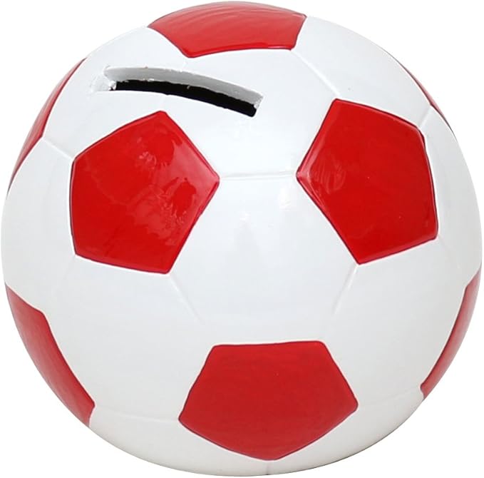 Football piggy bank, approximately 10 cm x 10 cm x 10 cm, red/white Amazon.co.uk Kitchen & Home