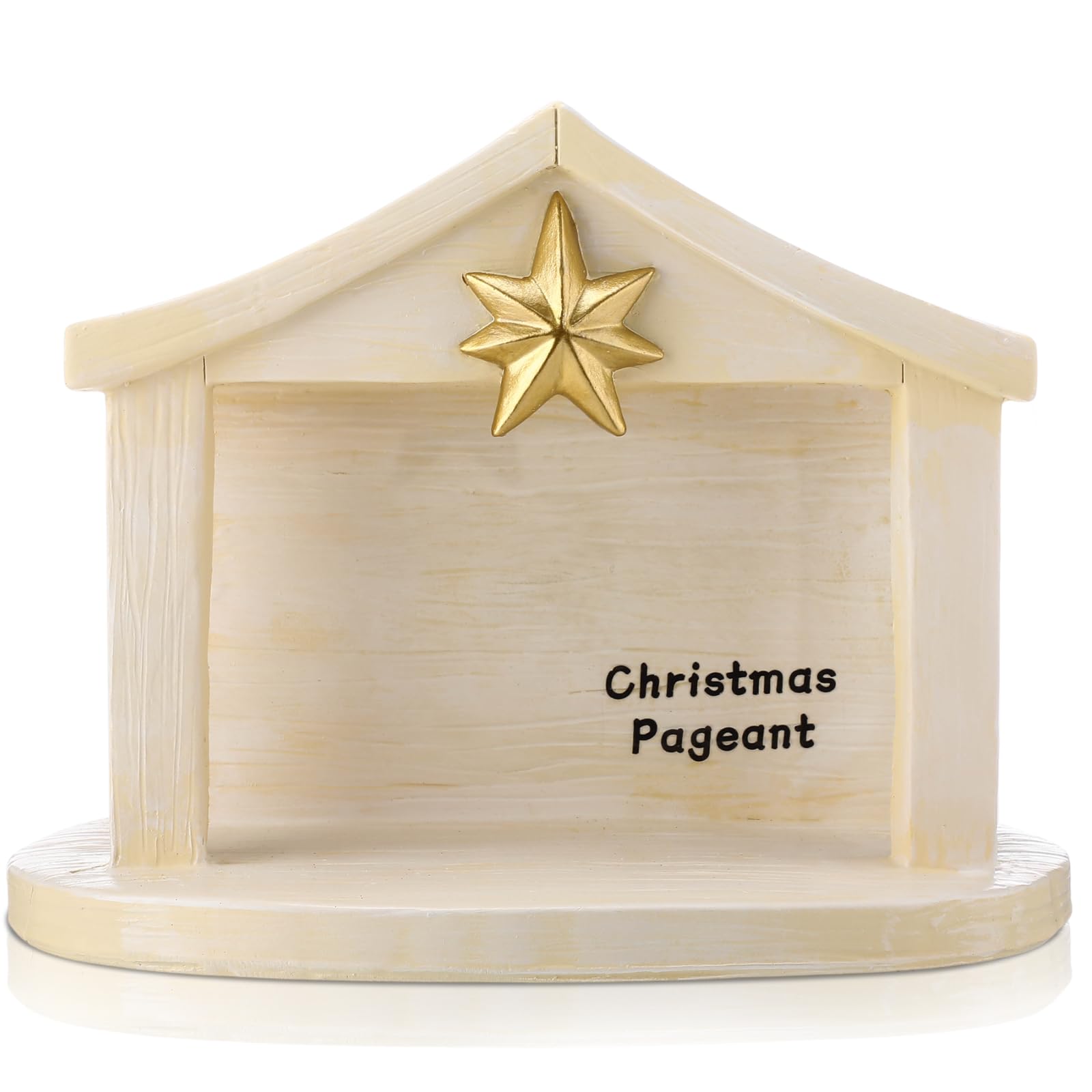 Photo 1 of Hanaive 1 Pcs Nativity Creche with Star 12.8 x 9 x 9.5 Inches Resin Christmas Pageant Manger Blessing Nativity Creche for Christmas Decorations Table Centerpiece Display Indoor, Ivory White