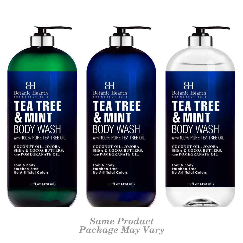 BOTANIC HEARTH Tea Tree Oil Body Wash with Mint - Paraben Free, Helps Fight Body Odor, AthleteÍs Foot, Jock Itch, Skin Irritations - Shower Gel Soap - Women & Men - (Packaging May Vary) 16 fl oz : Beauty