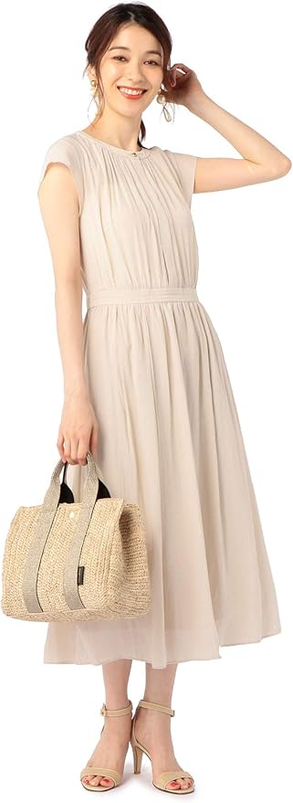 Amazon ノーリーズ Nolley S ウォッシャブルシルクタッチワンピース Nolley S Light 0 0803 2 07 016 38 ベージュ ワンピース チュニック 通販