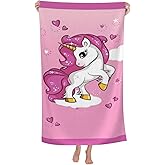 LMKLOP Cute Unicorn Beach Towel for Kids/Girls/Toddler/Baby, Personalized Microfiber Beach Towels Bulk, Quick Dry Beach Towel for Pool, Lightweight Bath Towels Oversized Clearance 30"x 60"
