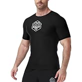 Runhit Men's BJJ Rash Guard Jiu Jitsu Compression Shirts Short Sleeve for MMA No GI Wrestling Sports Base Layer UPF 50+