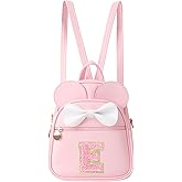 UIXIZQ Personalized Toddler Backpack for Girls 3–10, Cute Mini Bowknot Mouse-Ear Toddler Bookbag Crossbody Purse, Small Daypack Wallet Set, Initial Birthday Gift, Trendy Little Kids/Teen Bag(Pink,E)