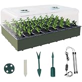 KSONE Seed Starter Tray Kit with Warming Light Strip 40 Cells: Grow Smarter, Faster &amp; Effortlessly with Science-Backed Design for Indoor Greenhouses &amp; Beginner Gardening