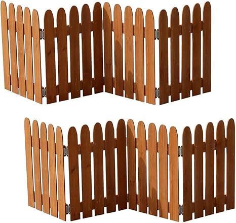 Amazon ミニ フェンス 庭 仕切り ドッグラン 置くだけ 目隠し 折りたたみ 木製 2枚組 ライトブラウン フェンス 垣