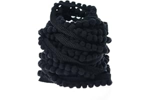 Yalulu 10 Yards Mini Pom Pom Trim Ball Fringe Ribbon Tassel DIY Sewing Accessory Lace for Home Party Decoration,1cm Width (Black)
