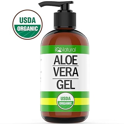 Organic Aloe Vera Gel Sunburn Relief - Certified Organic Pure Aloe Vera for After Sun Relief, Hair & Skin Conditioning - Made From Real Aloe Vera Gel Juice Straight from the Plant [8oz Size]
