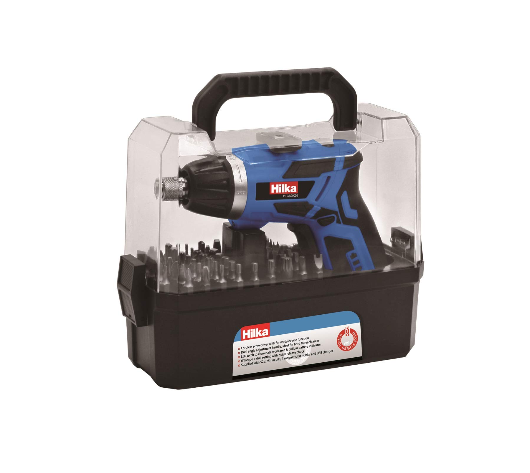Hilka PTCSDK36 3.6V Li-ion Cordless Screwdriver Kit, Blue