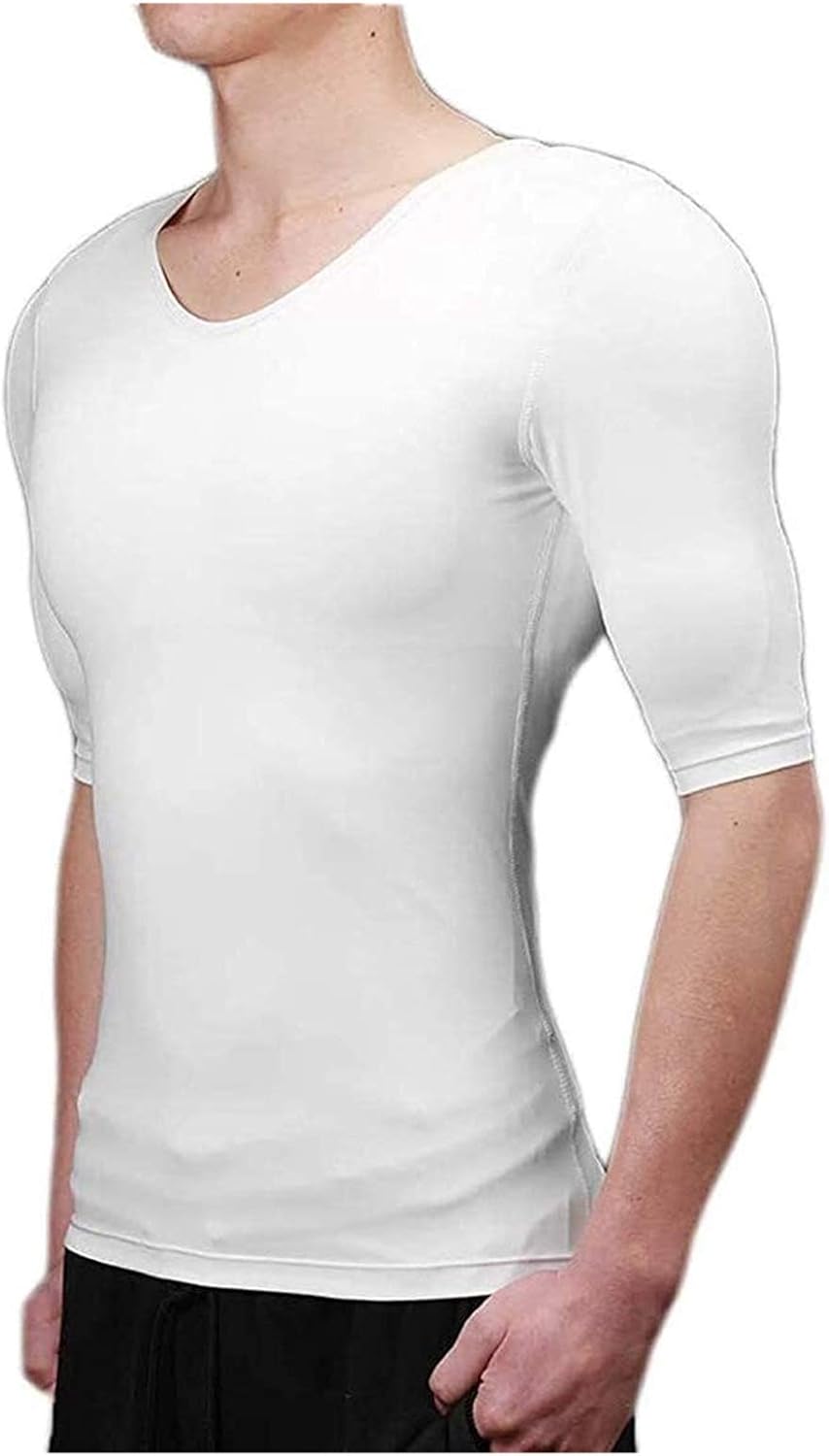 ruguo Mens Fake Abdomen Muscle TShirt Mens Body Shaper Slimming Shirt Body Shaper for Men False