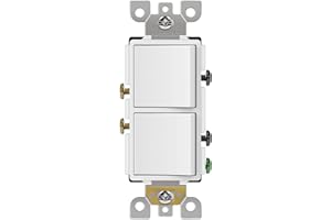 CML HARDWARE CML Double Rocker Decorator Light Switch, Dual Single Pole Paddle in-Wall Switch, Self-grounding Electrical On/Off Interrupter, 15A 120V, UL Listed, 1 Pack, White