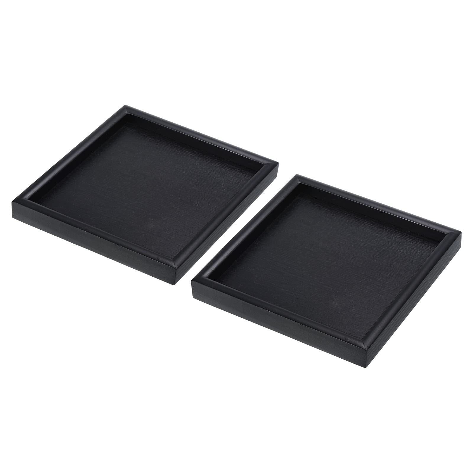 PATIKIL Wood Serving Tray 7 Inch, 2 Pack Square Decorative Platter for Home Decor Kitchen Table Candle Holder, Black