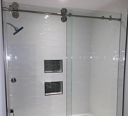 Amazon Com 6 6ft Frameless Bypass Shower Enclosure Sliding Barn