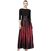 S.L. Fashions Womens 3/4 Sleeve Long Satin Mother of The Bride Dress with Pockets, Formal Party Gown