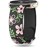 Witzon Floral Band Compatible with Samsung Galaxy Watch 8 Band 40mm 44mm, Samsung Galaxy Watch 8 Classic 46mm, Cute Soft Silicone No Gap Sport Strap Replacement for Women Men