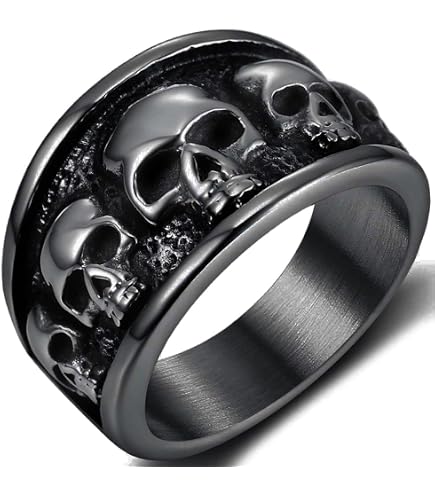 SAINTHERO Men's Vintage Stainless Steel Band Rings Gothic Devil