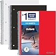 Oxford 1-Subject Graph Notebook - Pack of 3 Quad Ruled (4 X 4) - 8.5 x 11 Grid Paper Notebook - Black Red, And White Covers, 100 Perforated Sheets