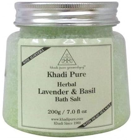 Khadi Pure Herbal Lavender & Basil Bath Salt, 200 g