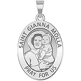 PicturesOnGold.com Saint Gianna Beretta Molla Oval Religious Medal - in Sterling Silver and 10K or 14K Gold