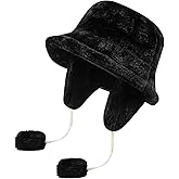 Croogo Winter Bucket Hat with Ear Flaps Fisherman Cap for Women Men Solid Color Style Cold Weather Outdoor