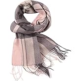 Temminc Wool Scarf for Men and Women, Merino Wool Plaid Winter Scarf, Thick Soft Tartan Knitted Neckwear for Cold Weather