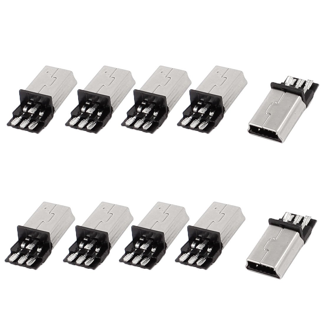 sourcing map 10 Pcs Mini USB 5Pin Type B Male Connector PCB Mount Solder Jack