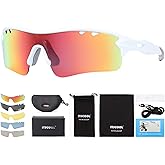 ITSCOOL Polarized Sports Sunglasses with 5 Interchangeable Lenses for Men Women Softball Baseball Running Cycling Glasses