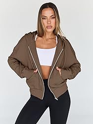 Trendy Queen Hoodies for Women Full Zip Up Cropped