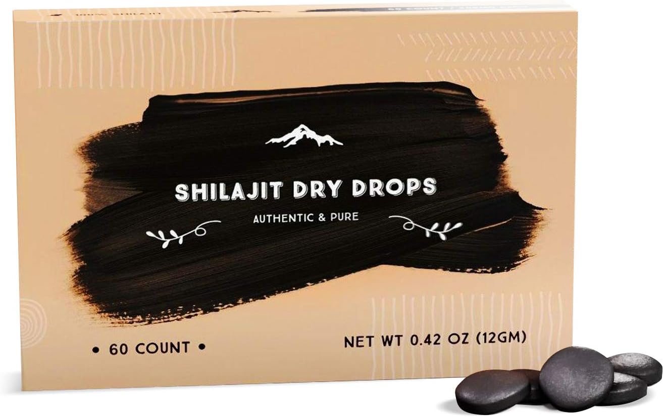 Shilajit Dry Drops from Pure Himalayan Shilajit ® - 60 Counts, 2 Month Supply, Original Siberian Shilajit, 100% Pure, Trace Minerals & Fulvic Acid: Health & Personal Care