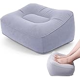Inflatable Foot Rest for Airplane Travel & Office, Portable Leg Rest Pillow, Elevating Feet for Economy Flight, Home Desk, Car Use - Grey
