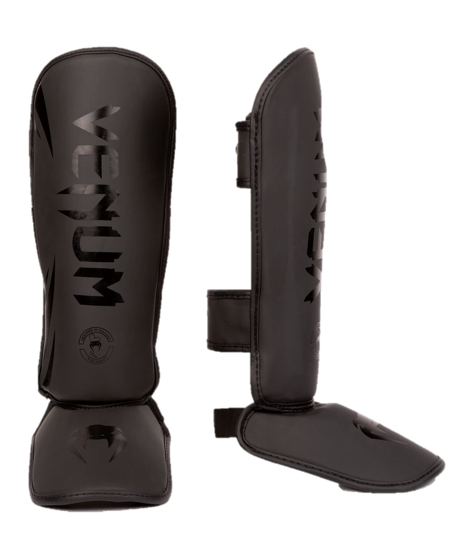 Photo 1 of Venum Challenger Kids Shin Guards - Black/Black - S