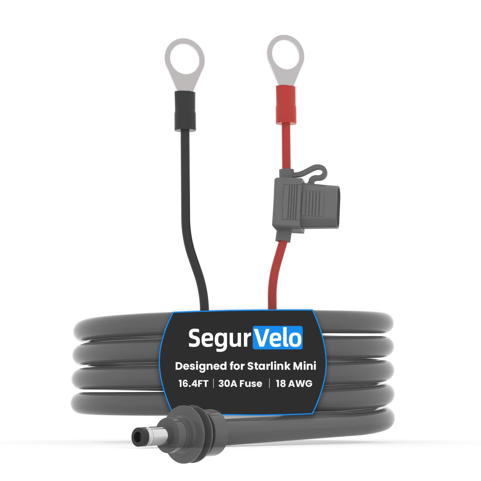 Photo 1 of SegurVelo Starlink Mini O Ring to DC Connecters Extension Cable, 18AWG Starlink Mini Direct Battery Power Cable with ATC/ATO Fuse Holder, Weatherproof, Perfect for Off-Road, RV, or Marine Use (10FT)
