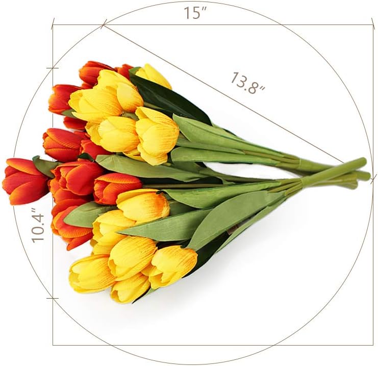 SNAIL GARDEN Set of 36 Artificial Tulips with 2 Colours, Silk Tulips with 1 Greeting Card for Wedding Home, Party, Festival - Image 5