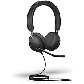 Jabra Evolve2 40 SE Wired Stereo Noise-Cancelling Headset - Features 3-Microphone Call Technology and USB-C Cable - MS Teams Certified, Works with All Other Platforms - Black