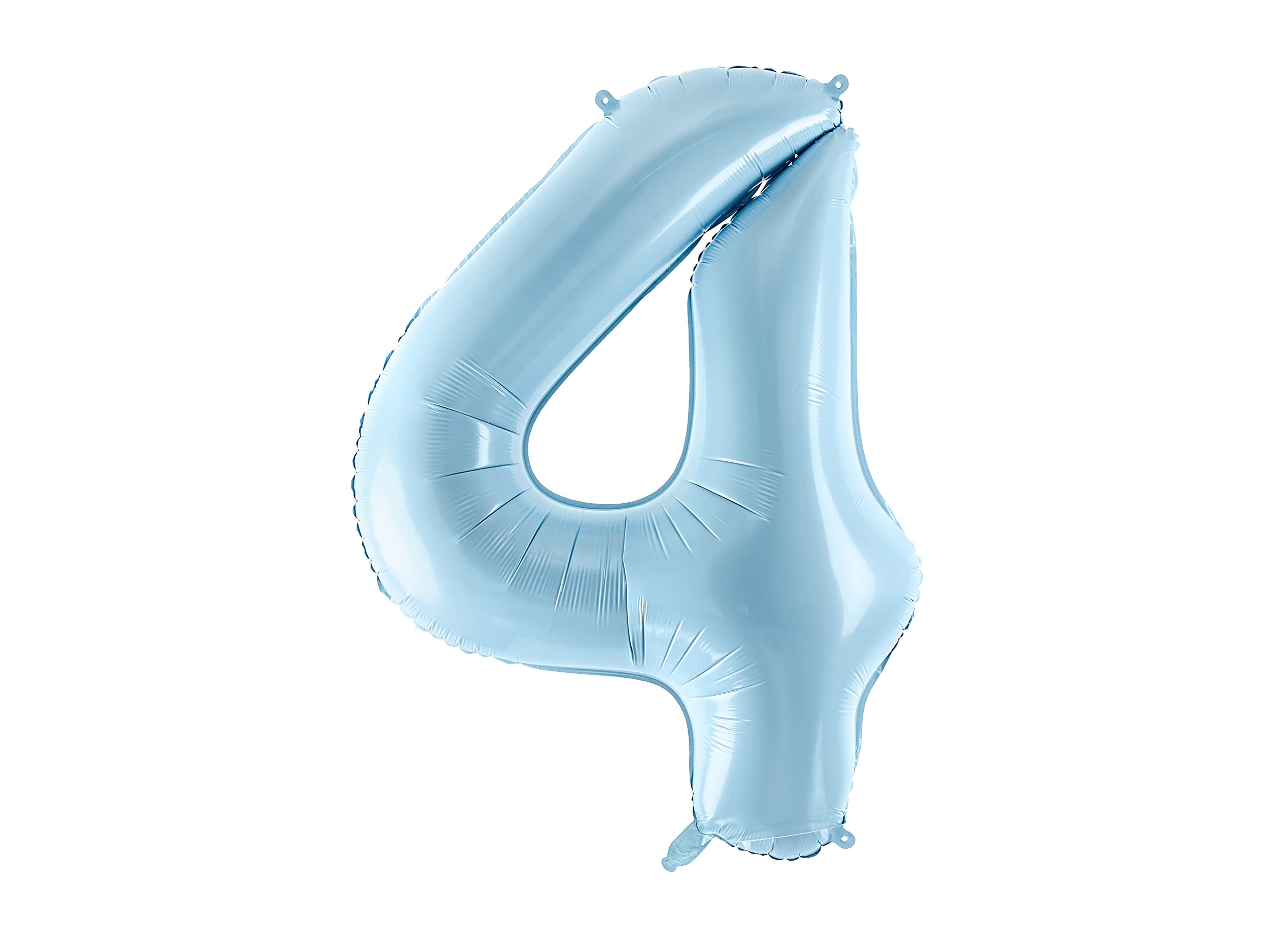 PartyDeco Foil Balloon Number 4 Inches in Light Blue 86 cm