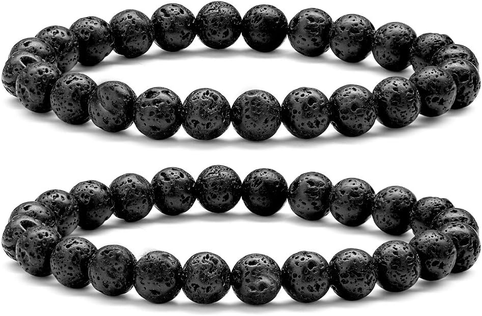 Bead Bracelets for Mens Gifts - 8mm Natural Lava Rock Stone Aromatherapy Essential Oil Diffuser Bracelet Natural Stone Yoga Beads Bracelet Bangle for Men Women Kids