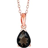 LE VIAN 1 Carat Brown Smoky Quartz Teardrop Pendant Necklace for Women I 14k Rose Gold Plated 925 Sterling Silver Pendant for Her I 18 Inch Chain Necklace with Spring Ring Clasp I Pear Cut Gemstone