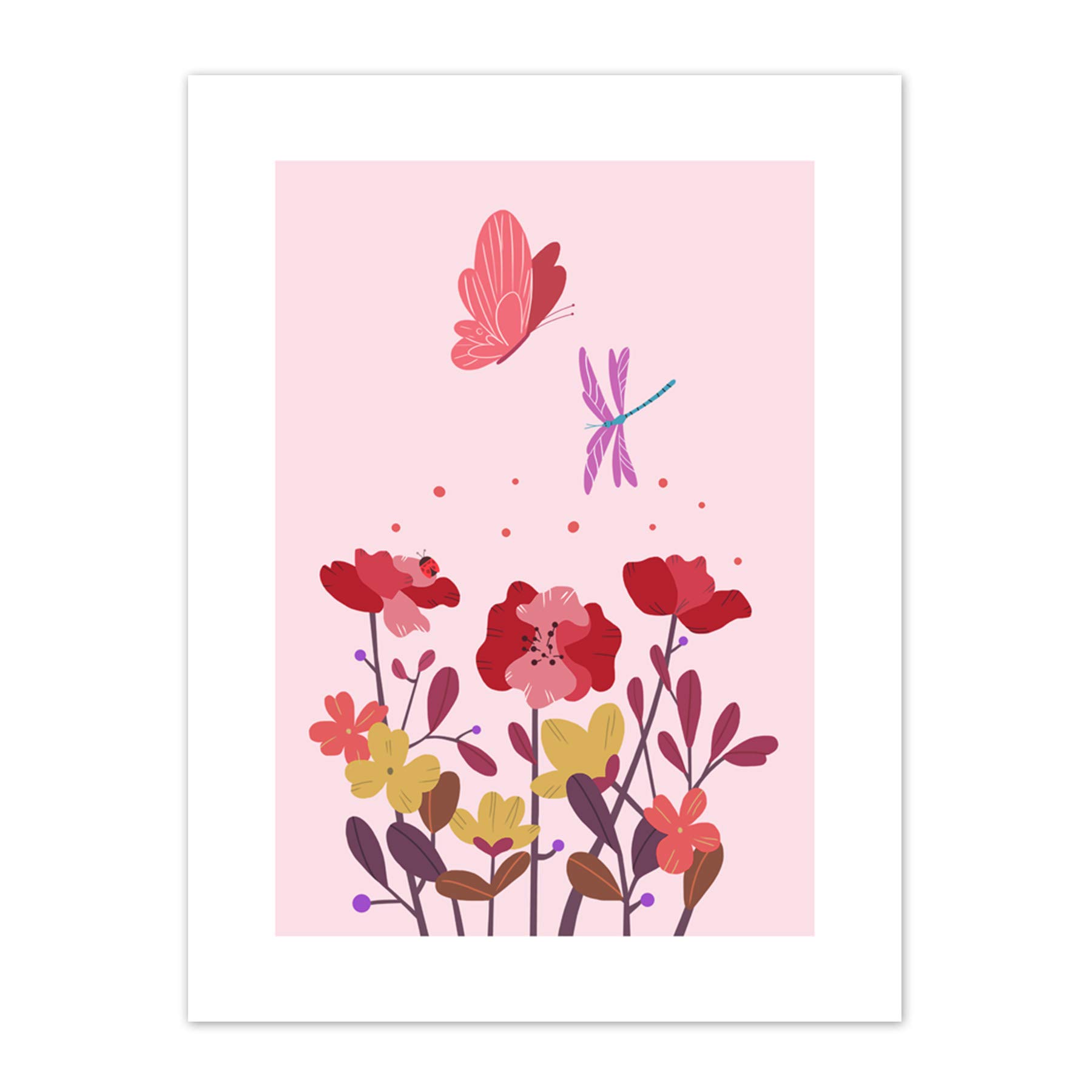 Wee Blue Coo Magic Garden Dragonfly Butterfly Canvas Wall Art Print