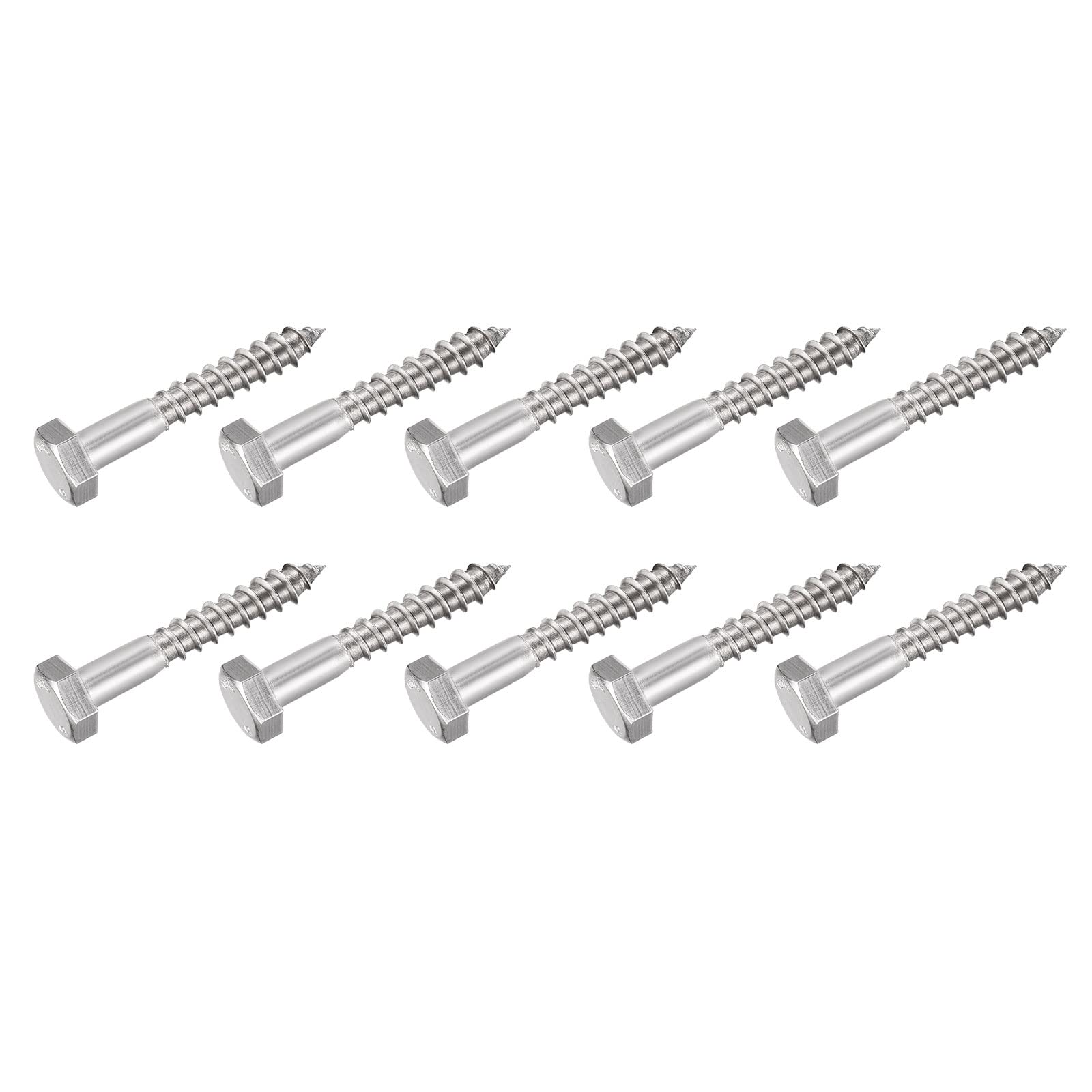 METALLIXITY Hex Lag Screws (M10x65mm)10Pcs, 304 Stainless Steel Self-Tapping Wood Bolts - for Household Applications
