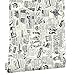 HaokHome 63275 Thicker Material Vintage Newspaper Peel & Stick Wallpaper 17.7'' x 19.7ft Beige/Black Self Adhesive Contact Paper