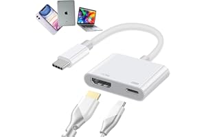 USB C to HDMI Adapter, Type C to HDMI 4K@60Hz Output and 100W Type C Charging Port for iPhone 15/16 to HDTV/Projector/Monitor