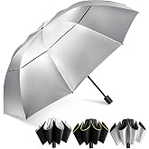 Kalolary 56/62 Inch Large Compact Golf Umbrella, Reverse Folding Umbrella | Double Canopy Vented Windproof Waterproof Umbrella for Rain, Portable Oversize Large Golf Umbrella for Men Women