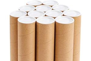 NIWO ART 12-Pack Mailing Tubes with Caps, 2"W x 24"L Kraft Paper Poster Tube for Shipping, Packing, Bulk Round Packaging, Cardboard Mailers, Art Prints, Maps, Blueprint (Kraft)