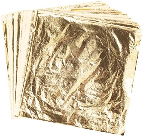 Kixnor 100 Sheets Imitation Gold Leaf for Arts,Gilding Crafting,Decoration,5.5 by 5.5 inches (Gold)