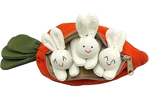 Lyxaof Easter Hide and Seek 3 Bunnies in Carrot Purse Cute Plush Rabbit Stuffed Carrot Pouch Doll Surprise Bunny Carrot Coin Wallet